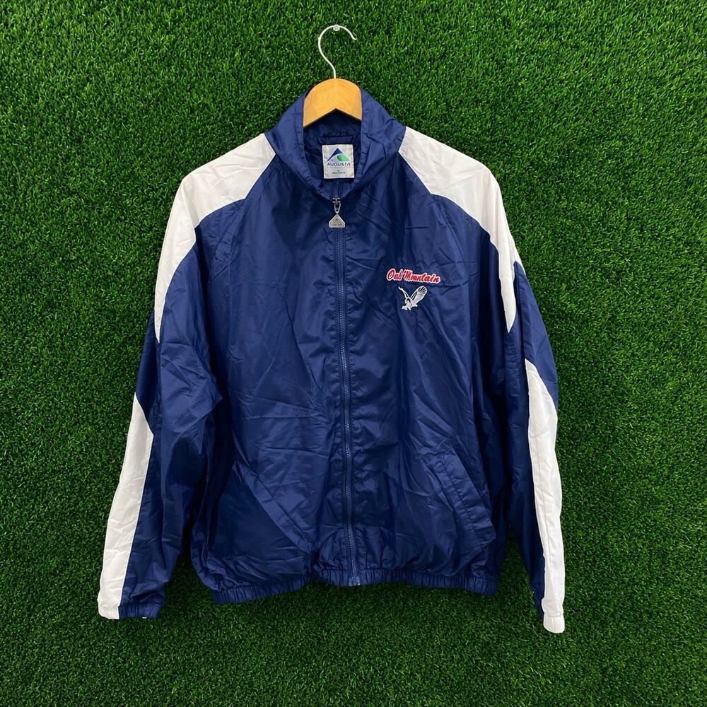 Vintage Oak Mountain Eagles Windbreaker Jacket Navy Blue White Colorblock Size L
